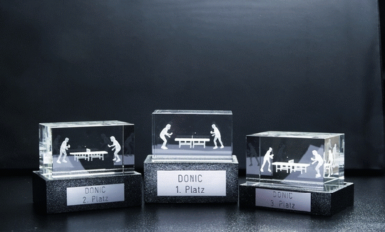 Donic Kristallglasblock auf Steinsockel 